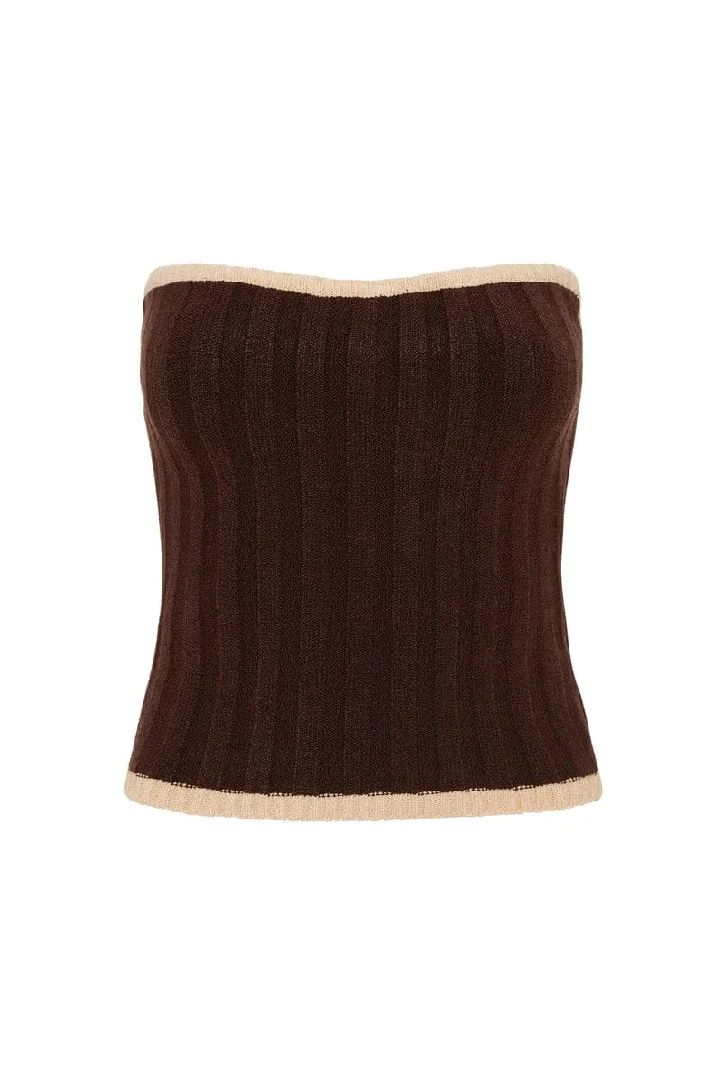 Albarella Knit Top Coffee - Final Sale