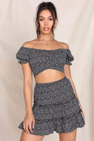 Bebe Cropped Wrap Top - Black/White