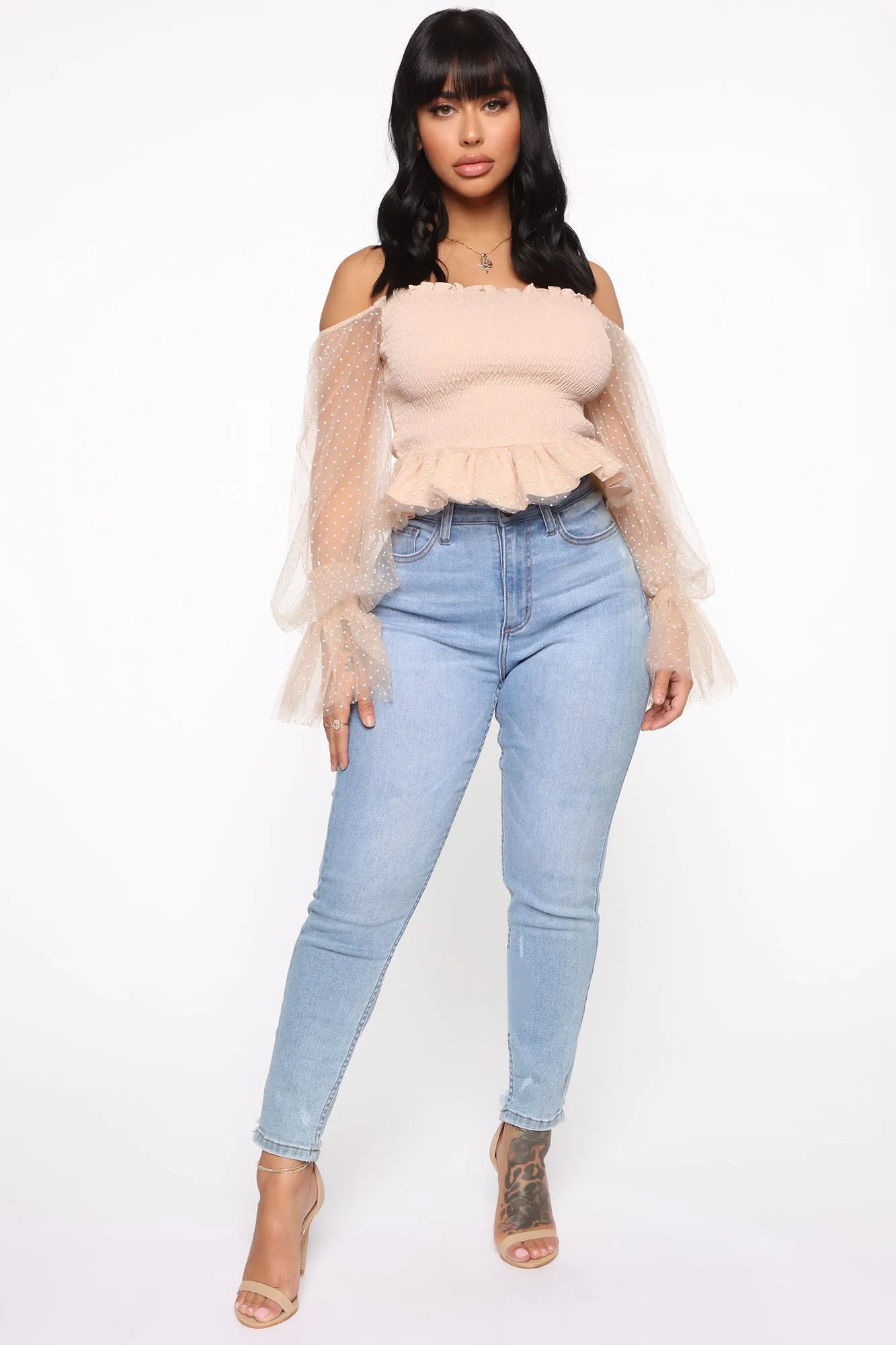 Best Spot Polka Dot Top - Nude