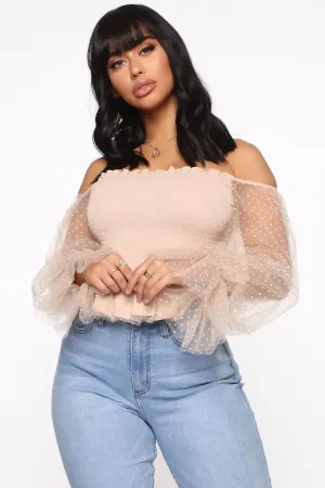 Best Spot Polka Dot Top - Nude