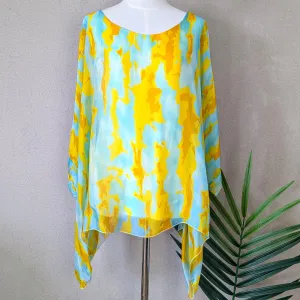 Classic 100% silk tunic with stylish blotch type digital print (M-L)
