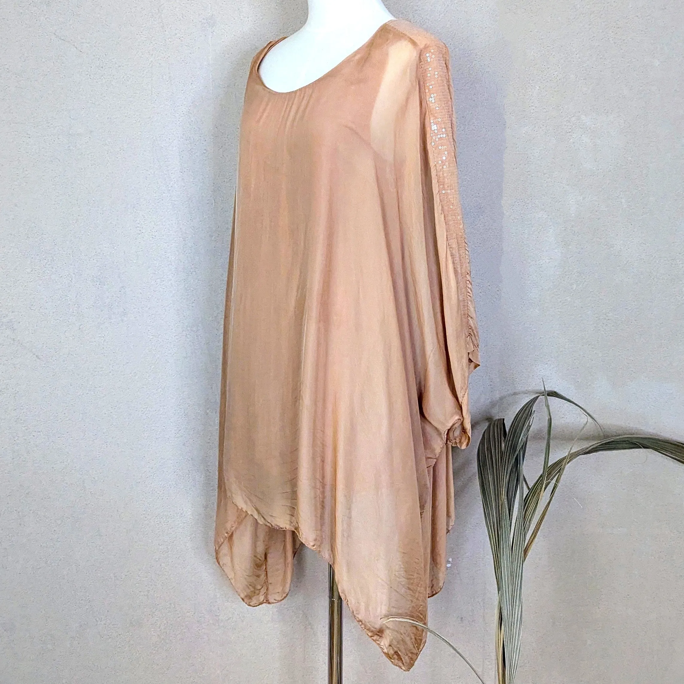 Classic free size silk top with sequin shoulder detail on both sides (M-L)