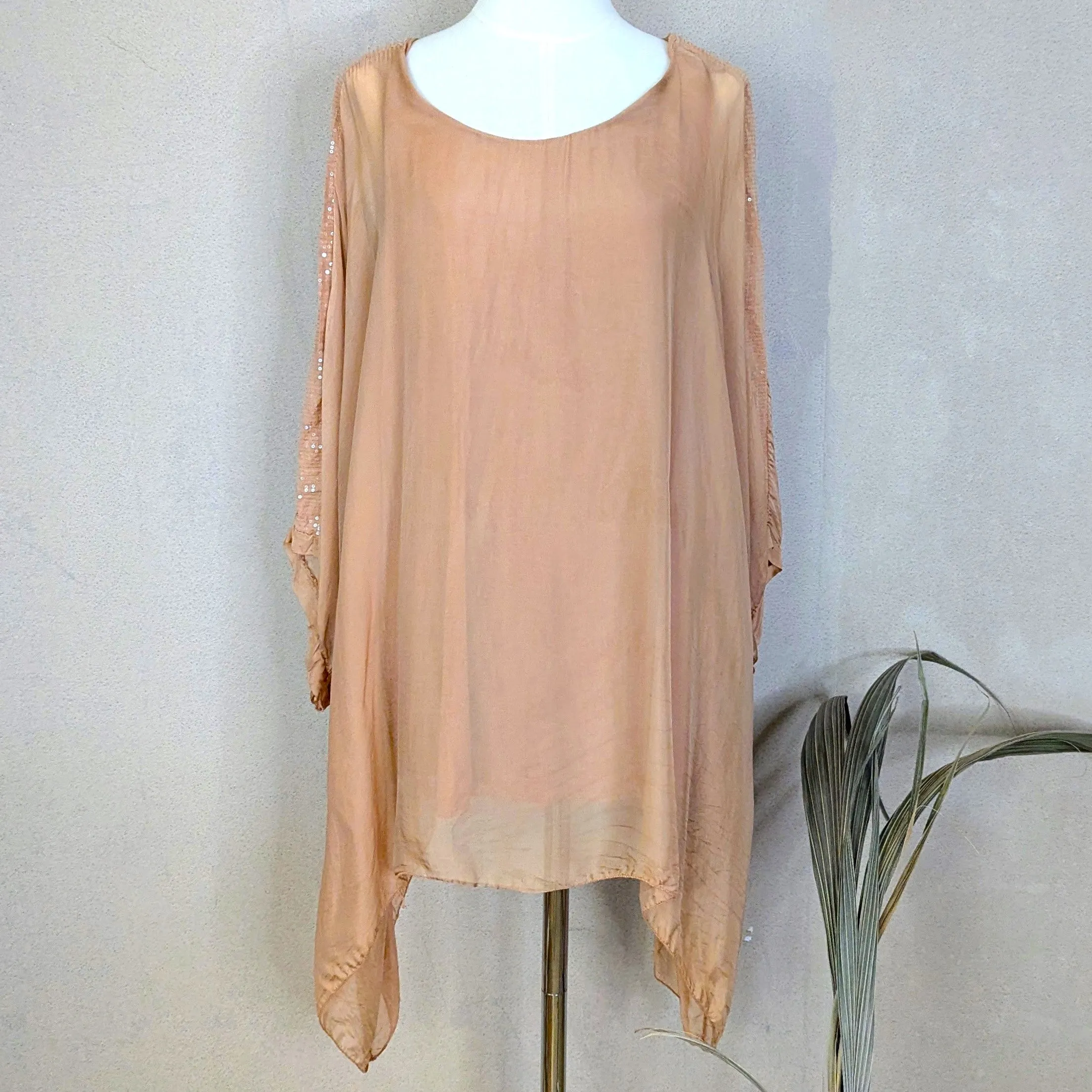 Classic free size silk top with sequin shoulder detail on both sides (M-L)