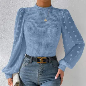 Fashion Knitwear Round Neck Stitching Blouse
