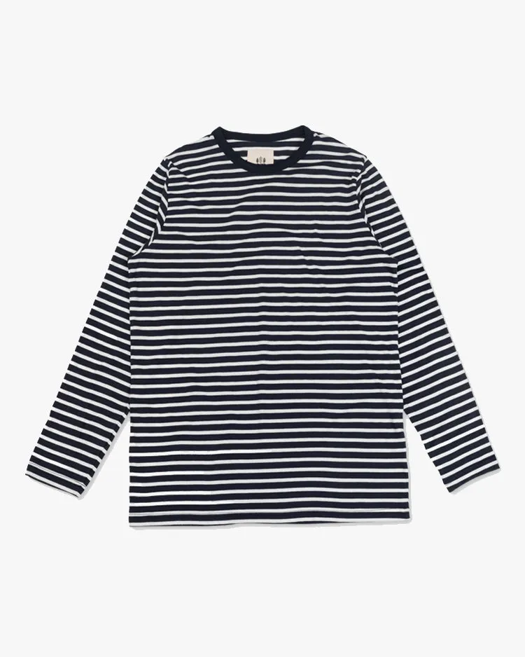 Hemen Biarritz Joritz Breton Stripe L/S Tee - Deep Marine / Natural