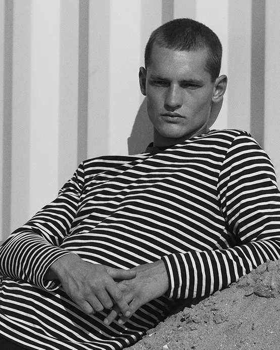 Hemen Biarritz Joritz Breton Stripe L/S Tee - Deep Marine / Natural