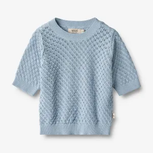 Knit Top S/S Alva - blue summer