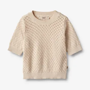 Knit Top S/S Alva - sandshell