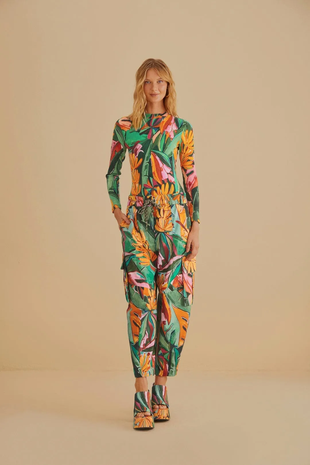 Multicolor Banana Foliage Organic Cotton Bodysuit