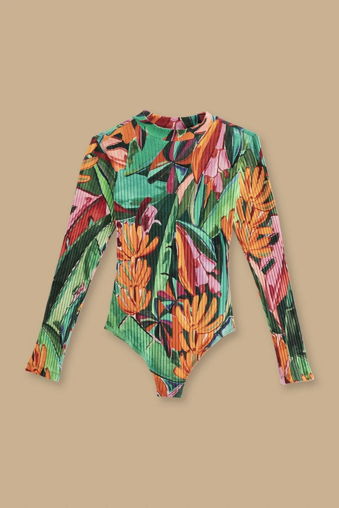 Multicolor Banana Foliage Organic Cotton Bodysuit