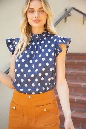 Navy Polka Dot Top