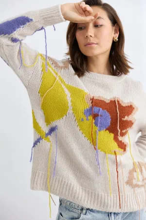 Sabine Jacquard Atrisan Spun Crew | Alabaster/Multi