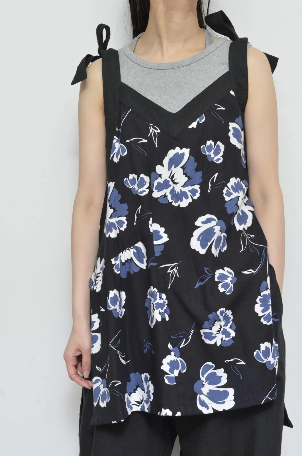 V-NECK TANK_LONG_LINEN 01/BLACK