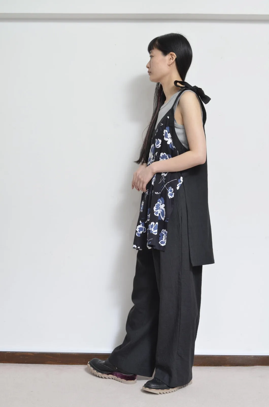 V-NECK TANK_LONG_LINEN 01/BLACK