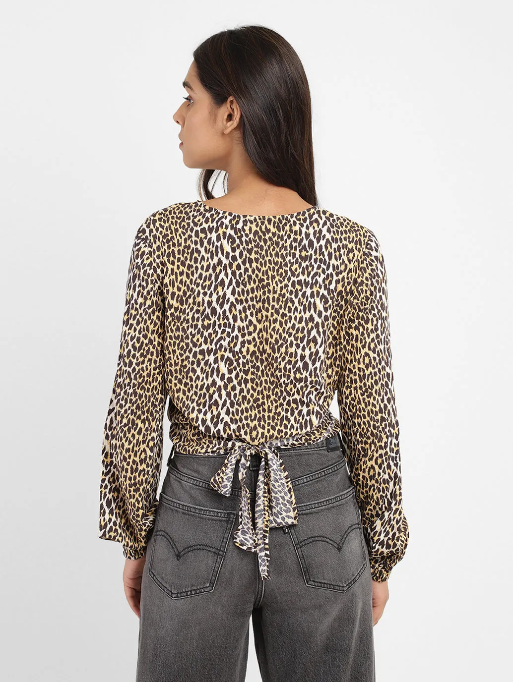 Women's Animal Print V Neck Top