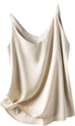 Women's Silk Satin Tank Tops Summer Slim Sleeveless V-Neck Spaghetti Strap Camisole