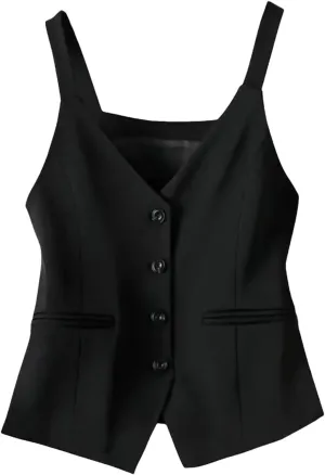 Women's Slim Camisole V-Neck Spaghetti Strap Backless Sleeveless Buttons Vests Tops