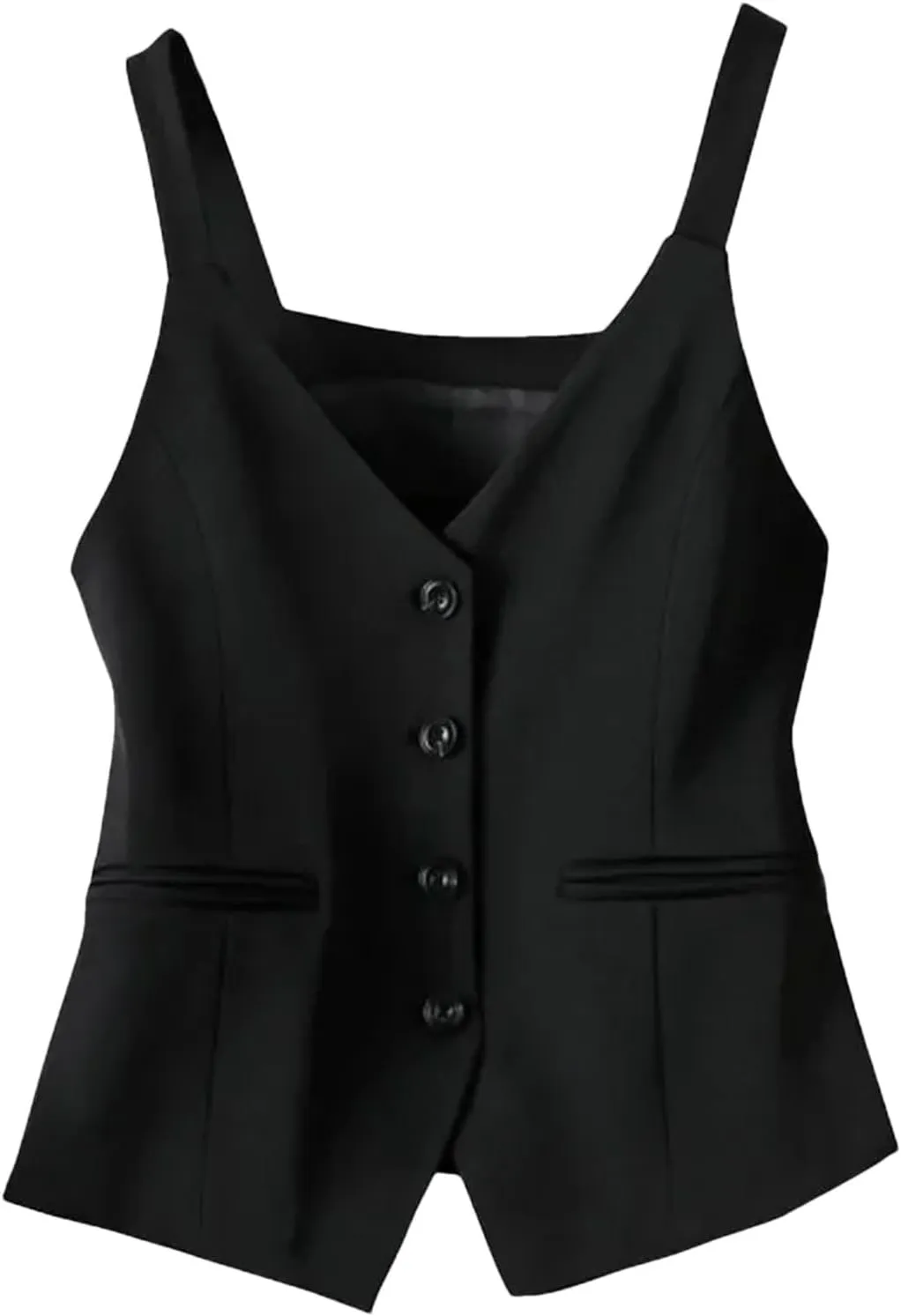Women's Slim Camisole V-Neck Spaghetti Strap Backless Sleeveless Buttons Vests Tops